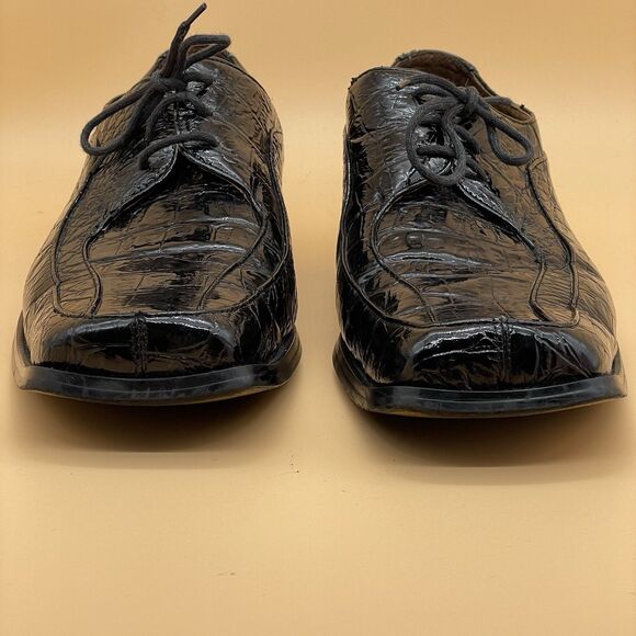 Sevasta Italiano Leather Dress Shoes Men's 11 Black Snake Pattern Dandy Grandad - Picture 15 of 16